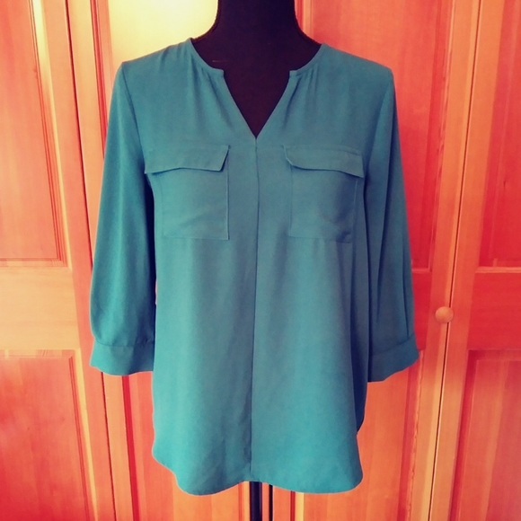 Apt. 9 Teal Work Blouse - Picture 3 of 6